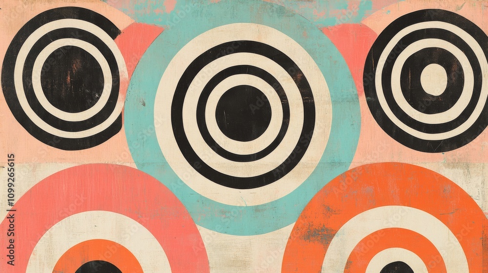 Poster abstract circles and geometric shapes in bright colors background