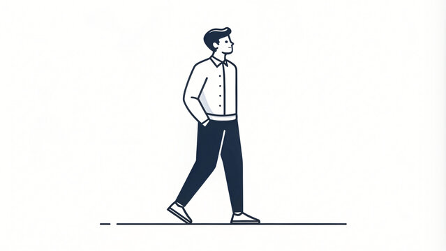 Cartoon man, working in the office, vector illustration