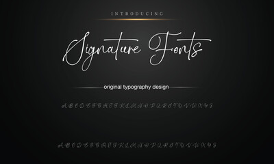 Hand drawn vector alphabet. signature script font. Elegant Signature Font. Best Alphabet Beautiful Calligraphy Signature Font lettering