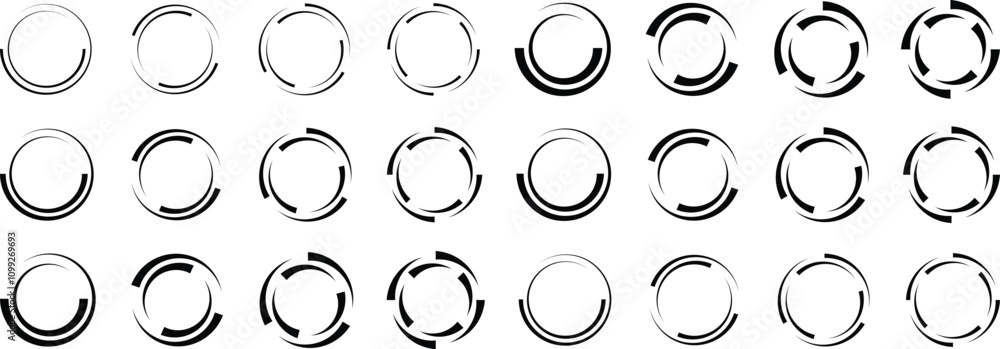 Poster circle rotation set. rotating art round circle shape collection. set of circular infographics. broke