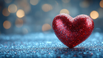 Obraz premium Shiny Heart on Bokeh Background perfect for celebration or love themes.