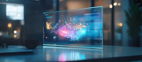 Obraz premium Futuristic holographic display showing data analytics.