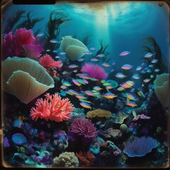 Obraz premium Animals of the underwater sea world. Ecosystem. Tropical fish. Life in the coral reef