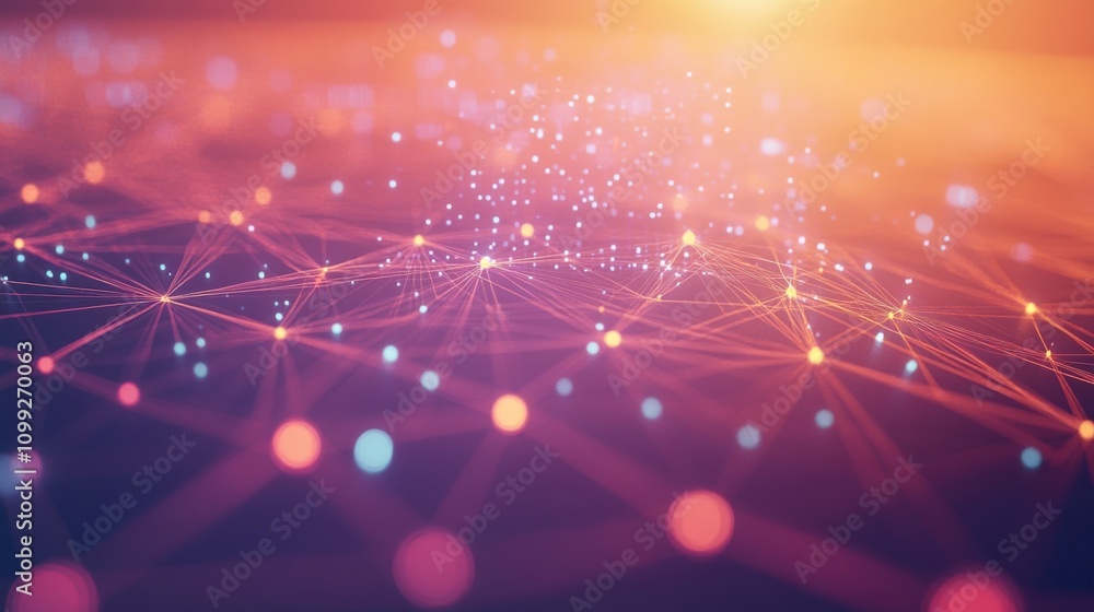 Poster Abstract Technology Background with Sparkling Connections and Waves