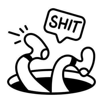 A hand drawn icon of pitfall with shit message 

