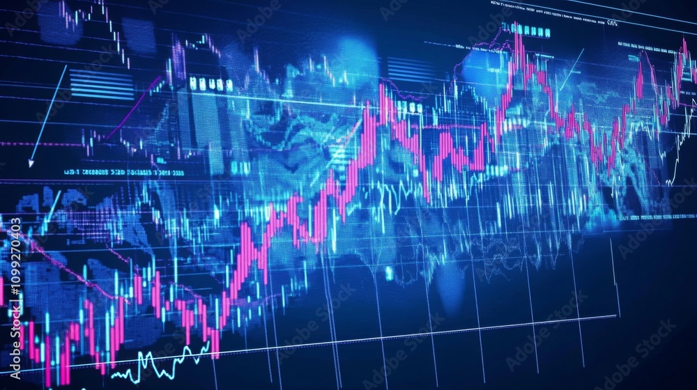 Poster Abstract Financial Graph with Digital Stock Market Trends Visualization