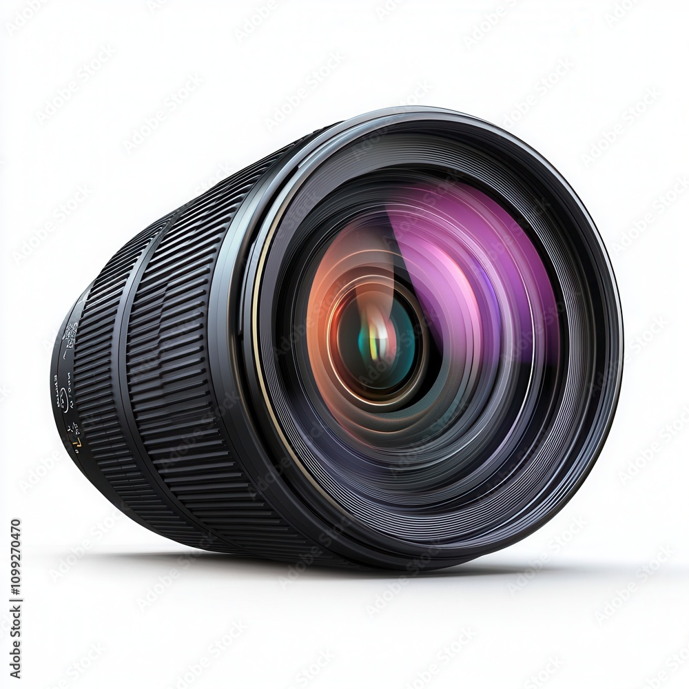 Aufkleber a close-up view of a camera lens showcasing its intricate design and optical features.
