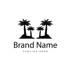 Obraz premium Coconut tree logo design template palm tree silhouette illustration summer beach sea plant