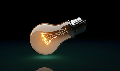 One of Lightbulb glowing among shutdown light bulb in dark area with copy space for creative...