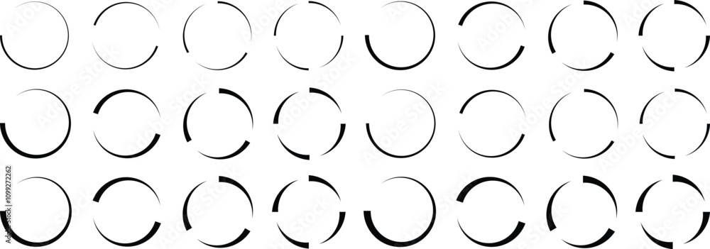 Poster circle rotation set. rotating art round circle shape collection. set of circular infographics. broke