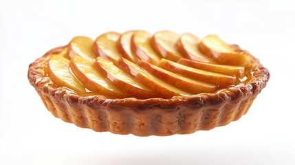 Deliciously Warm Cinnamon Apple Tart with Crisp Pastry, Fresh Apple Filling, and Inviting Cinnamon Aroma, Isolated on White