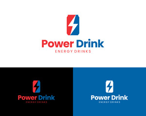 Fototapeta premium Power Energy Canned Drink Boost Soda Water Beverage Modern Creative Vector Logo Design Illustration