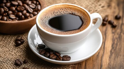 Fototapeta premium a white cup of black coffee