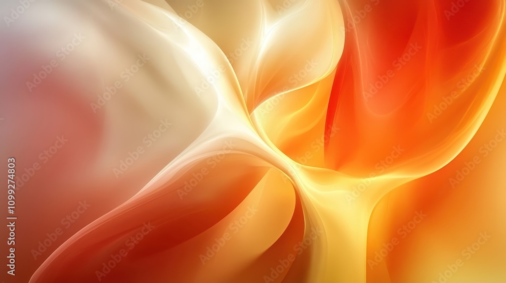 Poster abstract design featuring flowing colors of orange, yellow, and white, creating a dynamic effect.