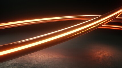 Fototapeta premium Abstract Background of Dynamic Flowing Light Lines with Vibrant Orange Glow in a Dark Environment for Digital Art and Design Projects