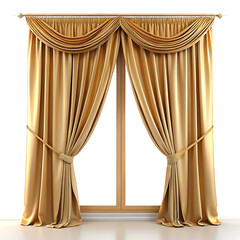 golden curtain isolated on white background