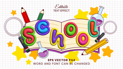 Colorful inflated editable text effect for back to school theme