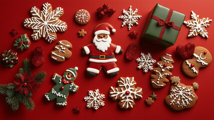 Obraz premium サンタのジンジャーブレッドクッキー
