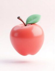 Obraz premium Realistic cartoon 3D Render of a Fresh red Apple Isolated on White Background 