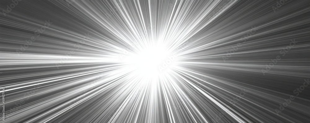 Poster a radiant burst of light with dynamic rays extending outward, creating a sense of energy and movemen