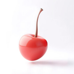 Obraz premium Realistic cartoon 3D Render of a Fresh red cherry Isolated on White Background 