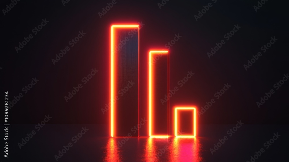 Poster Neon Light Bar Graph Displaying Data Trends and Growth Potential