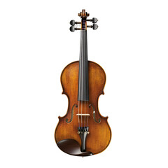 Fototapeta premium Elegant violin and bow isolated on transparent background. Classical string instrument.
