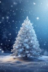 christmas tree in snowy background