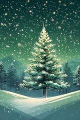 snowy christmas tree baclground