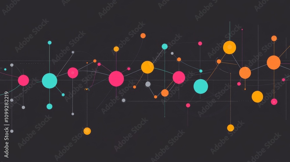 Poster colorful abstract connections in modern data visualization design