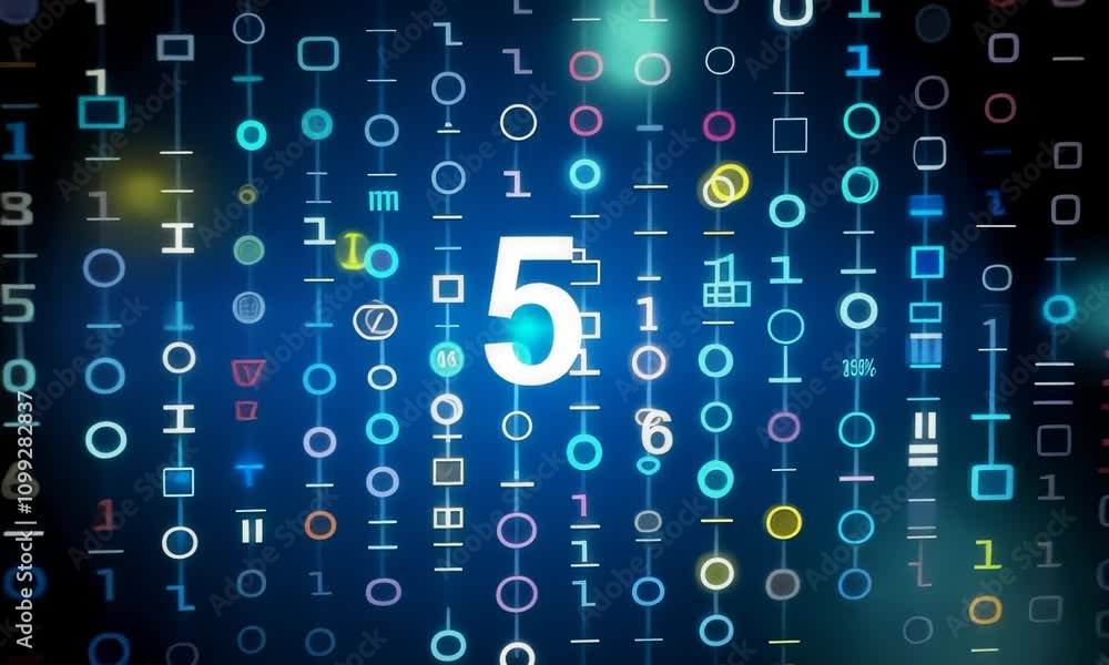 Poster futuristic digital abstract background with numbers and shapes