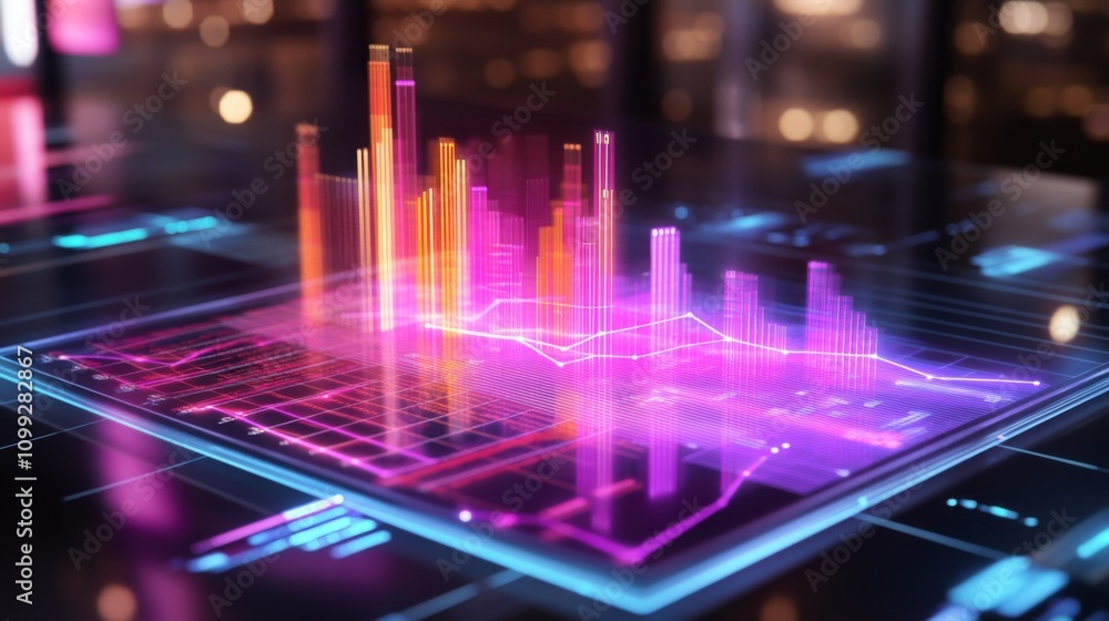 Aufkleber vibrant data visualization on touchscreen in modern office environment