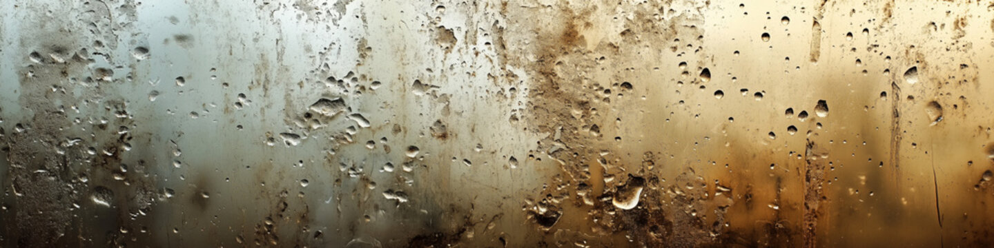 Heavily Stained Dirty Window Glass with Grime and Mineral Deposits