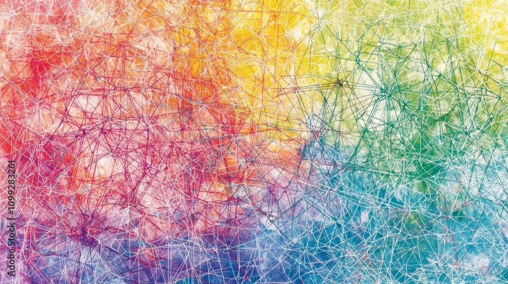 Leinwandbilder Colorful Abstract Network with Vibrant Lines and Texture Patterns