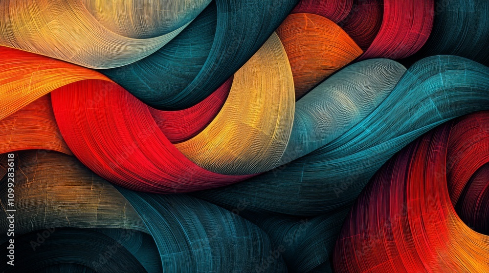 Poster colorful abstract waves with textured patterns and vibrant tones