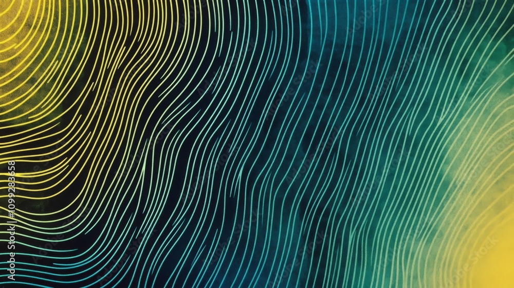 Aufkleber abstract colorful wavy lines pattern in yellow and blue tones