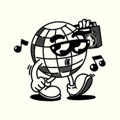 earth mascot character vector drawing