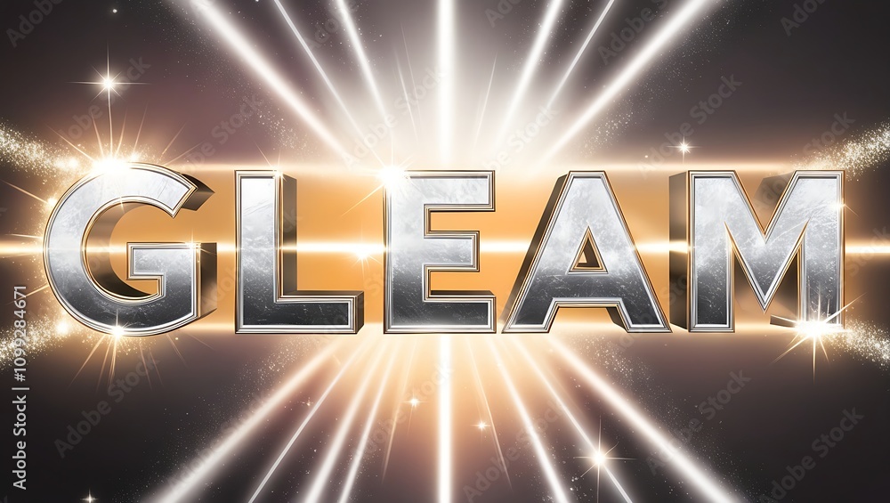 Poster gleaming metallic text 