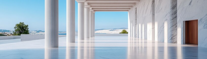 Fototapeta premium Minimalist Marble Textures: Simplistic Greek Column Arrangements for Elegant Design Inspiration