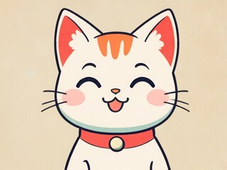Obraz premium 50s Retro Vintage Poster with a Cute Smiling Cat Character