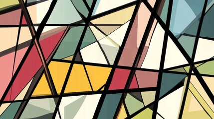 Abstract Geometric Pattern with Colorful Shapes and Lines