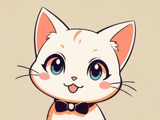 Obraz premium 50s Retro Vintage Poster with a Cute Smiling Cat Character