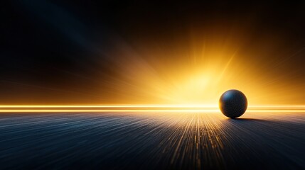 Obraz premium Abstract representation of a metallic sphere reflecting light against a vibrant backdrop, showcasing the interplay of shadows and illumination in a modern aesthetic