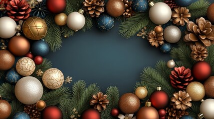 Exquisite christmas wreath with vibrant ornaments and lush pine branches for festive holiday decor