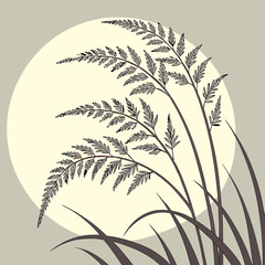 Obraz premium Ferns thrive on a hillside, set against a lush green background, creating a serene natural landscape.