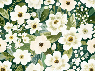 Fototapeta premium water color white flowers background 2