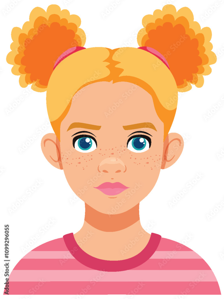 Canvas Prints Young Girl with Pigtails