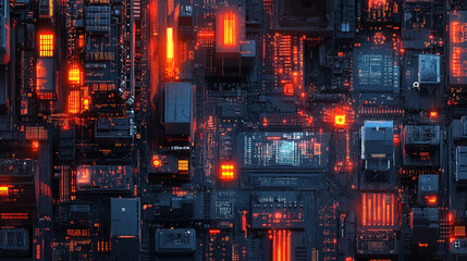 Obraz premium concept The motherboard in the picture is Brain Technology RAM Gaming. This motherboard has chipset and supports 12th Core processors artificial intelligence.