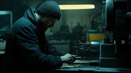 Crafting Precision on a Lathe in Workshop