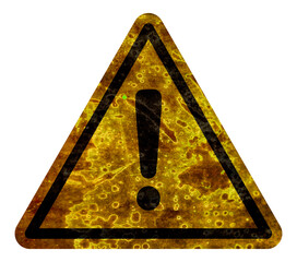 Hazard warning symbol rustic texture with exclamation mark. Hazard warning attention sign with exclamation mark symbol.